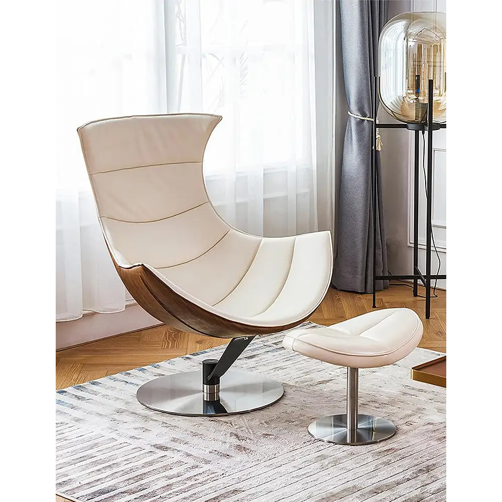Lobster Lounge Chair White - With Footstool - Swivel Chair