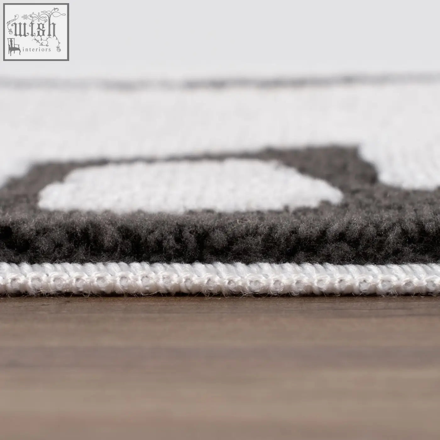 Plush textured loft abstract dark grey rug with gray and white geometric design perfect for modern spaces