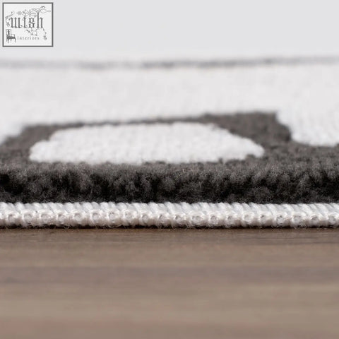 Plush textured loft abstract dark grey rug with gray and white geometric design perfect for modern spaces