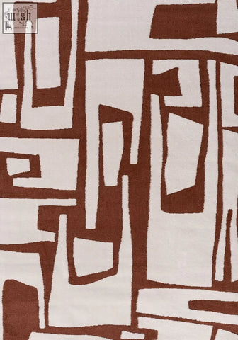 Beige loft abstract terra rug with bold copper terra geometric patterns perfect for modern living spaces