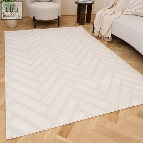 Loft chevron cream rug with a soft textured cream rug featuring a subtle herringbone chevron cream pattern