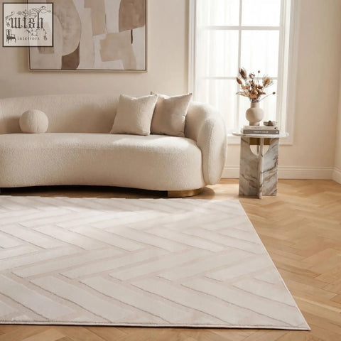 Loft chevron cream rug with soft textured surface and cream herringbone pattern perfect for cozy spaces