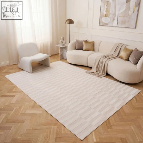 Cream-colored rectangular loft striped cream rug with subtle textured pattern perfect for cozy spaces