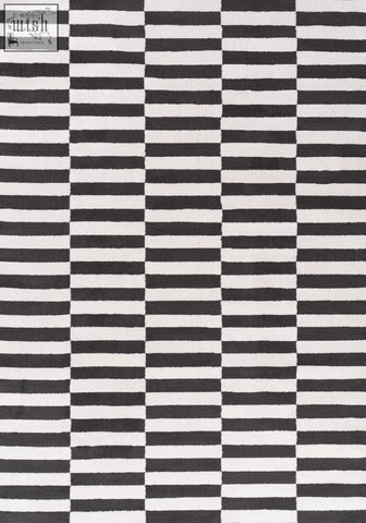 Loft striped dark grey rug with bold black and white geometric pattern perfect dark grey rug for modern spaces