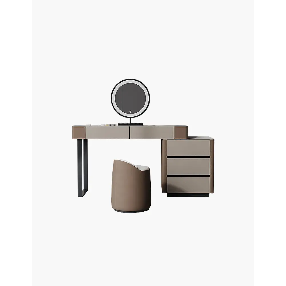 Lola Vintage Dressing Table With Chest Of Drawers & LED Mirror