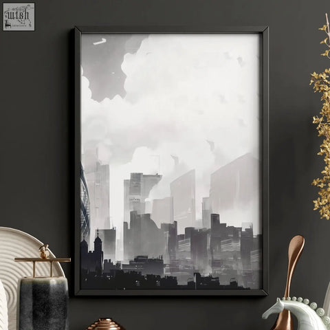 Black-framed london artwork city skyline art prints in grayscale tones perfect for modern wall art décor set of 3