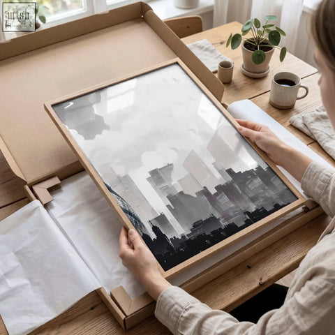 Minimalist wooden-framed london artwork black-and-white cityscape art prints perfect for modern wall art sets of 3