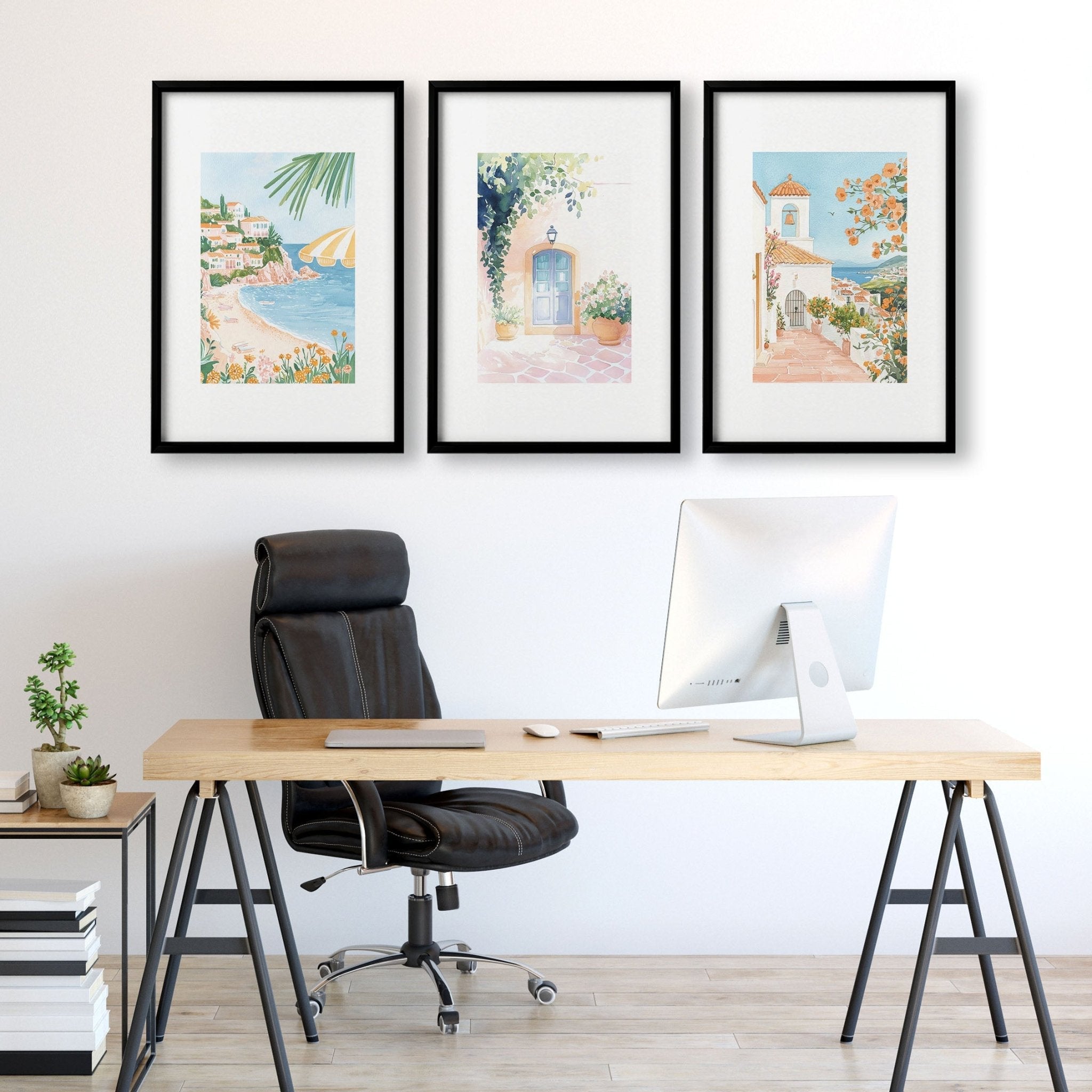 Long Rectangular Wall Decor | Set of 3 Beach Decor Wall art Prints