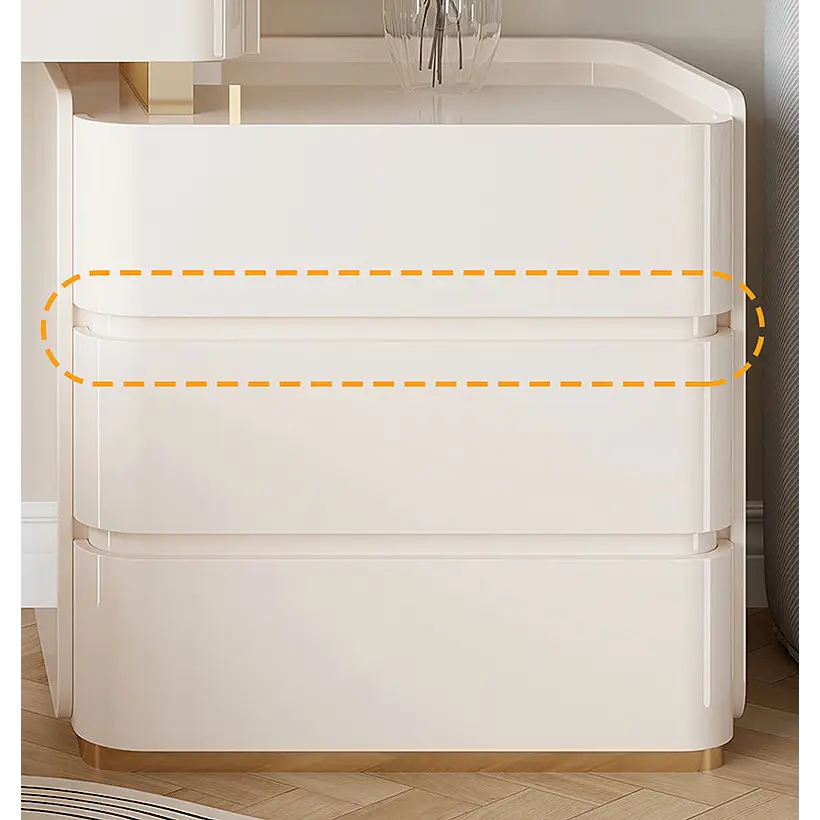 López Dressing Table With 2 Side Cabinets & LED Mirror and Stool Cream