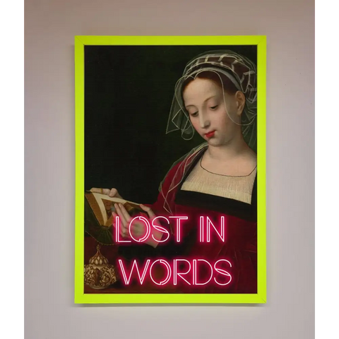 Lost In Words Medieval Framed Poster - A3 (29.7 x 42 cm) / Neon Green - Framed Print