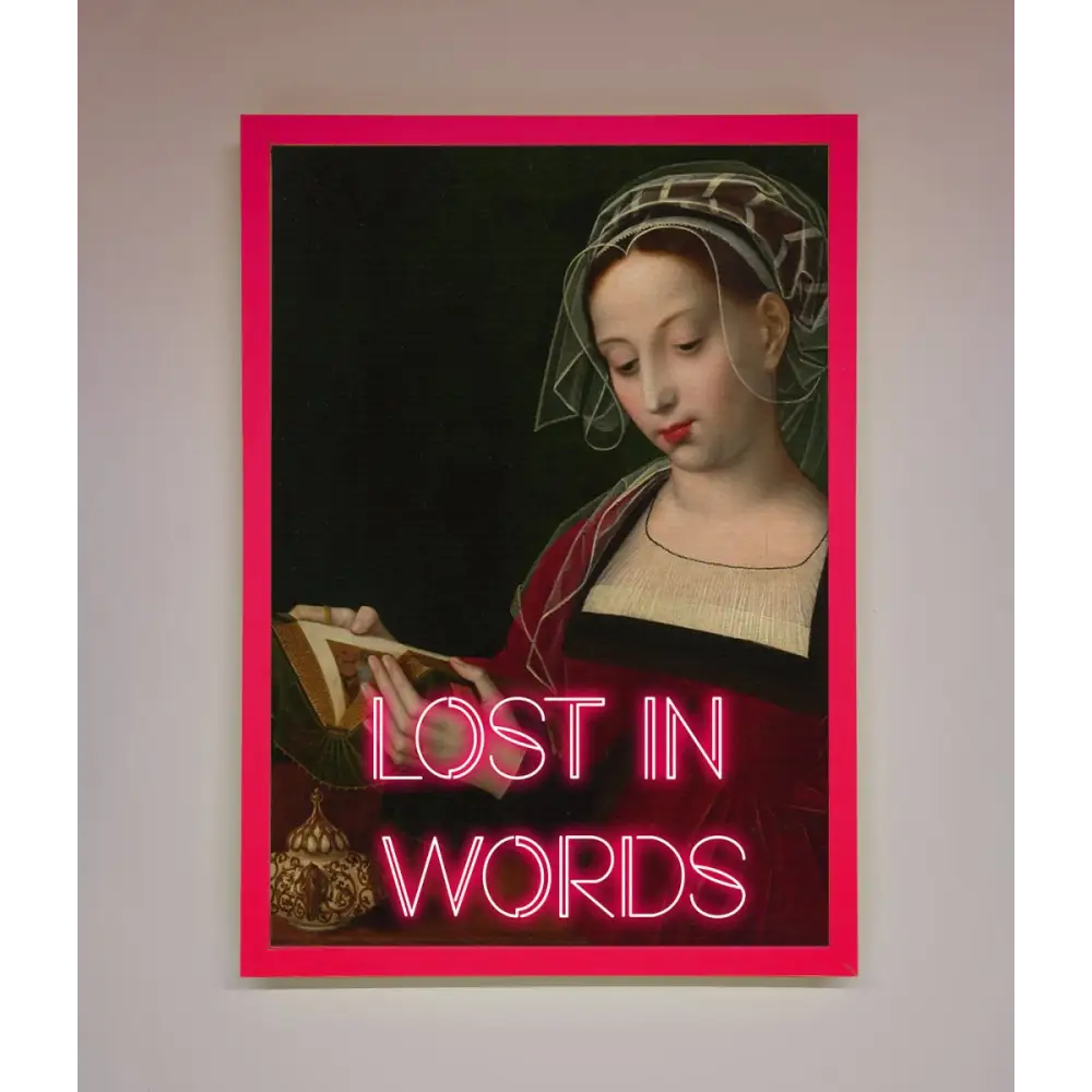Lost In Words Medieval Framed Poster - A3 (29.7 x 42 cm) / Neon Pink - Framed Print