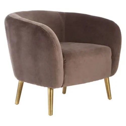 Louxor Grey Velvet Round Armchair - Arm Chair
