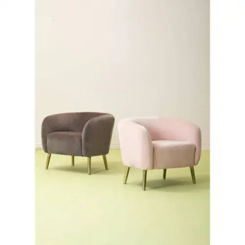 Louxor Pink Velvet Round Armchair - Arm Chair