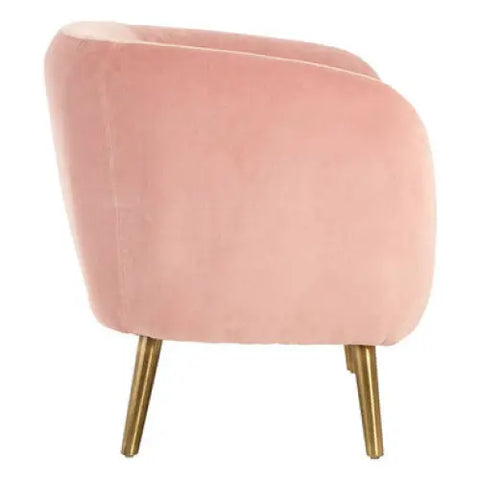 Louxor Pink Velvet Round Armchair - Arm Chair