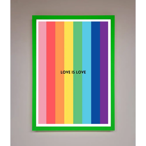 Love Is Love Framed Print - B0 (100 x 141 cm) / Neon Dark Green - Framed Print