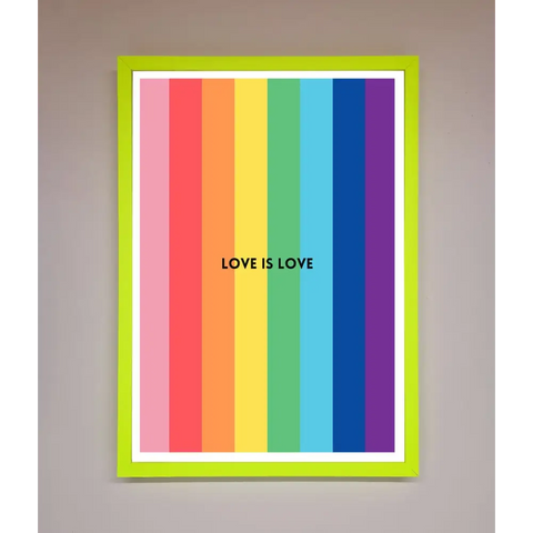 Love Is Love Framed Print - B0 (100 x 141 cm) / Neon Green - Framed Print