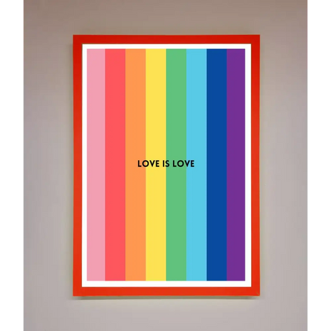 Love Is Love Framed Print - B0 (100 x 141 cm) / Neon Red - Framed Print