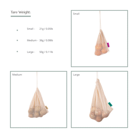 Reusable Mesh Produce Bags - Organic Cotton - 3 Pack