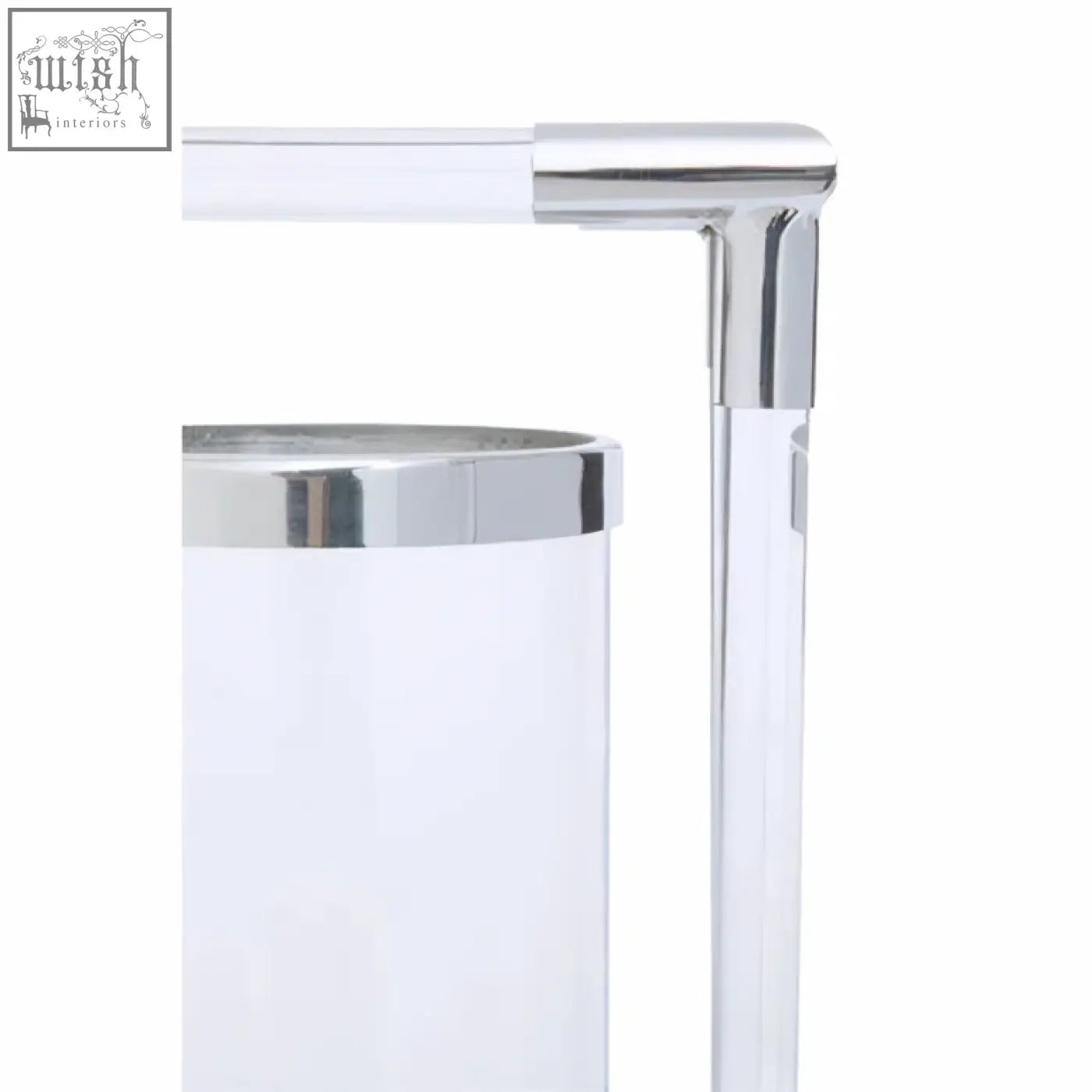 Lucita double silver steel candle holder with chrome-finished towel rack and clear acrylic cylindrical holder