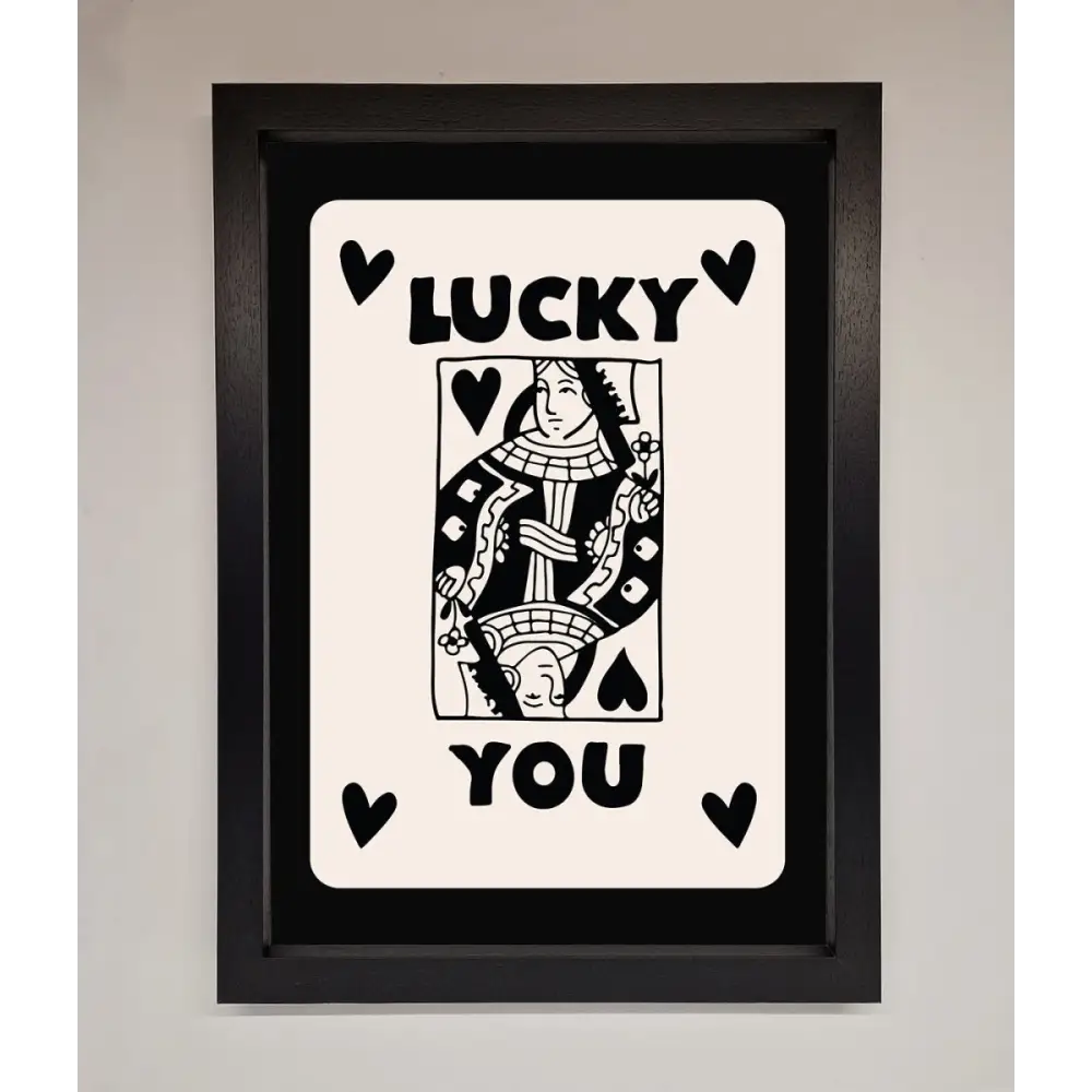 Lucky You Beige Black Framed Print - A3 (29.7 x 42 cm) / Black - Framed Print