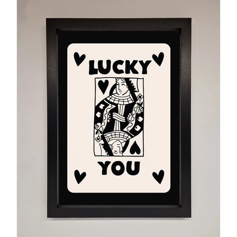 Lucky You Beige Black Framed Print - A3 (29.7 x 42 cm) / Black - Framed Print