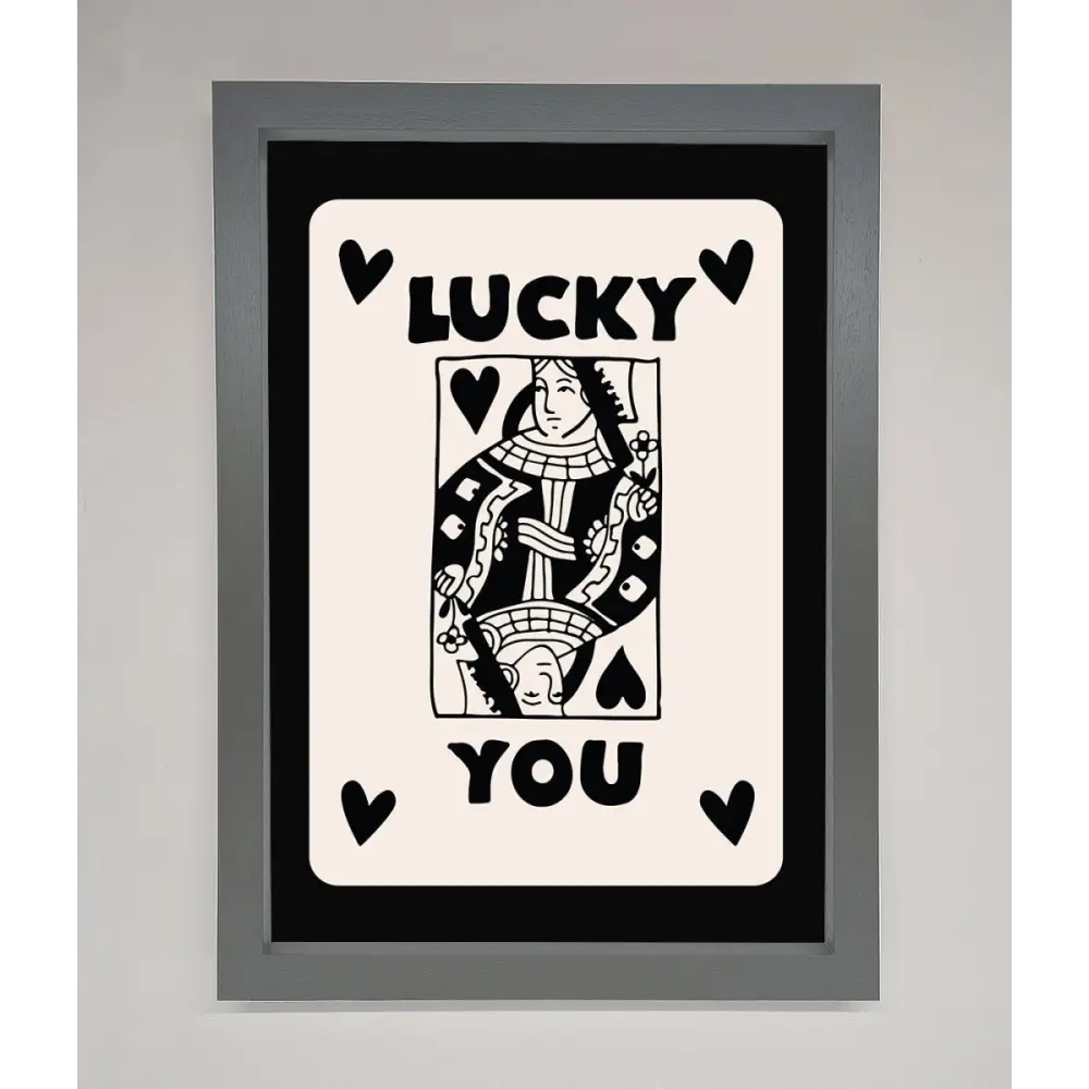 Lucky You Beige Black Framed Print - A3 (29.7 x 42 cm) / Dark Grey - Framed Print