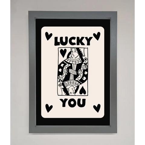 Lucky You Beige Black Framed Print - A3 (29.7 x 42 cm) / Dark Grey - Framed Print