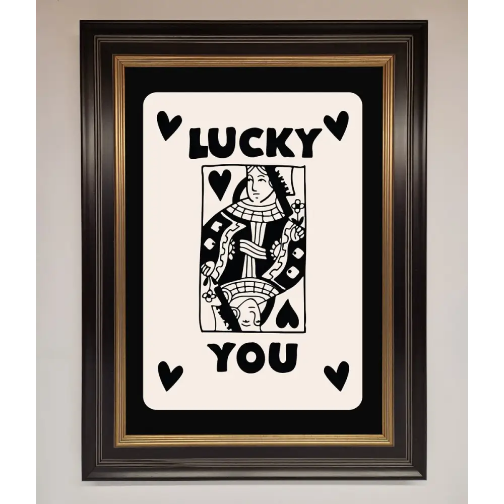 Lucky You Beige Black Framed Print - A3 (29.7 x 42 cm) / Black Gold - Framed Print