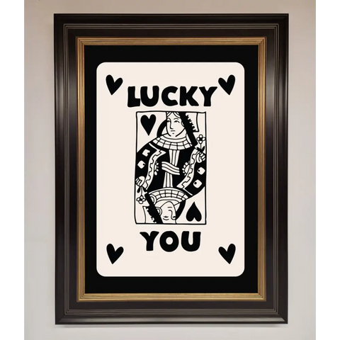 Lucky You Beige Black Framed Print - A3 (29.7 x 42 cm) / Black Gold - Framed Print