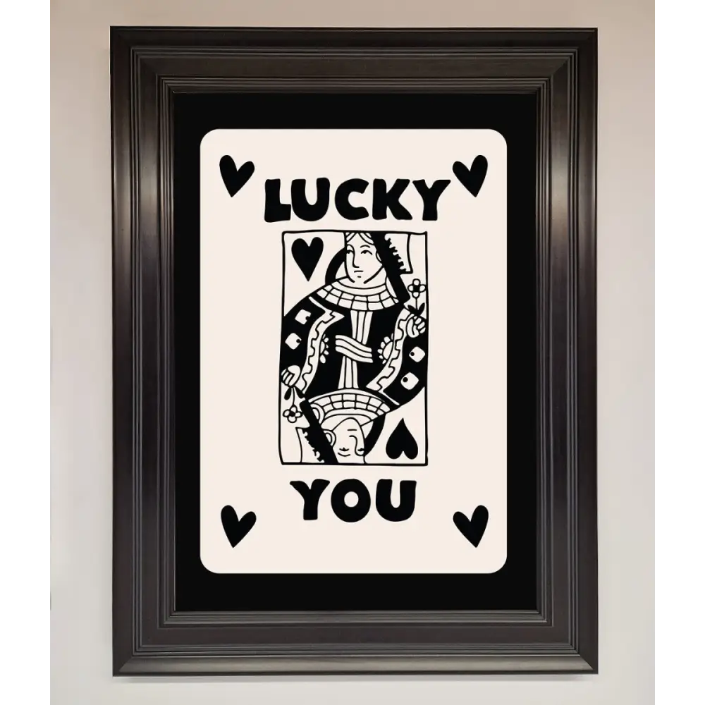 Lucky You Beige Black Framed Print - A3 (29.7 x 42 cm) / Matt Black - Framed Print