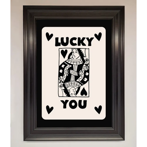 Lucky You Beige Black Framed Print - A3 (29.7 x 42 cm) / Matt Black - Framed Print