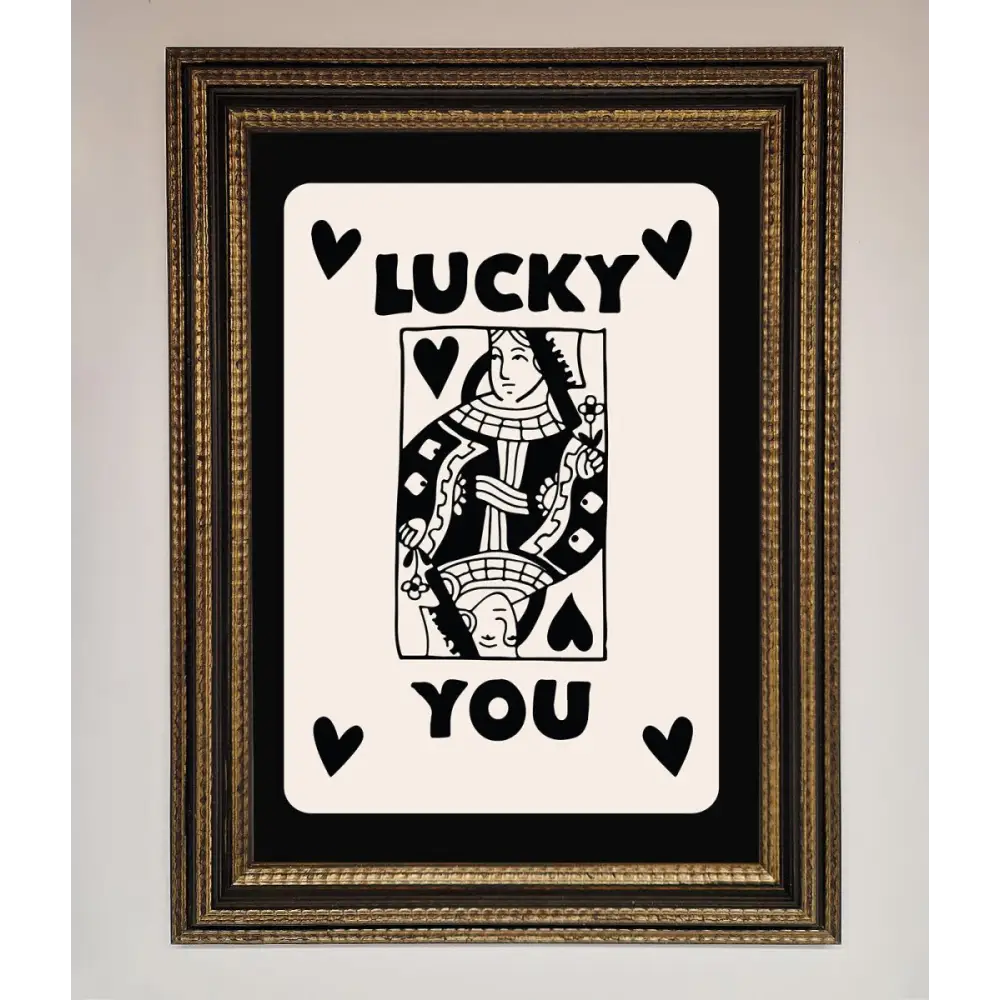 Lucky You Beige Black Framed Print - A3 (29.7 x 42 cm) / Ornate Gold Black - Framed Print