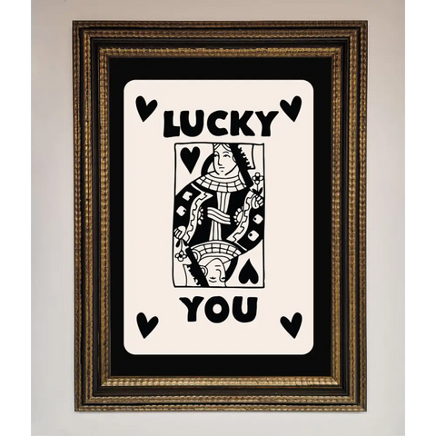 Lucky You Beige Black Framed Print - A3 (29.7 x 42 cm) / Ornate Gold Black - Framed Print