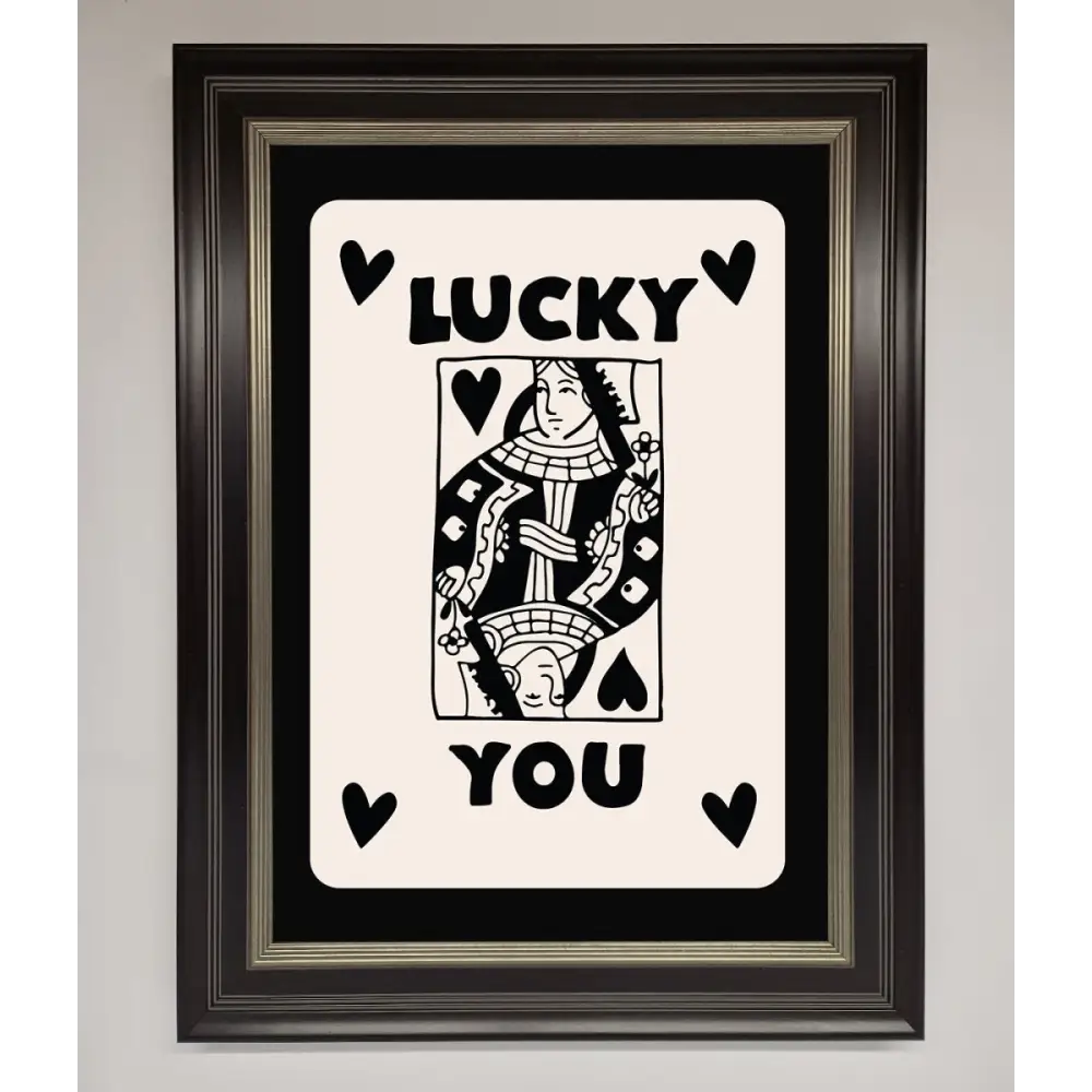Lucky You Beige Black Framed Print - A3 (29.7 x 42 cm) / Black Silver - Framed Print