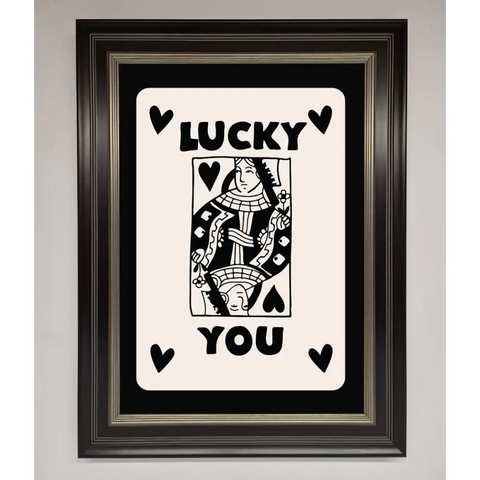 Lucky You Beige Black Framed Print - A3 (29.7 x 42 cm) / Black Silver - Framed Print
