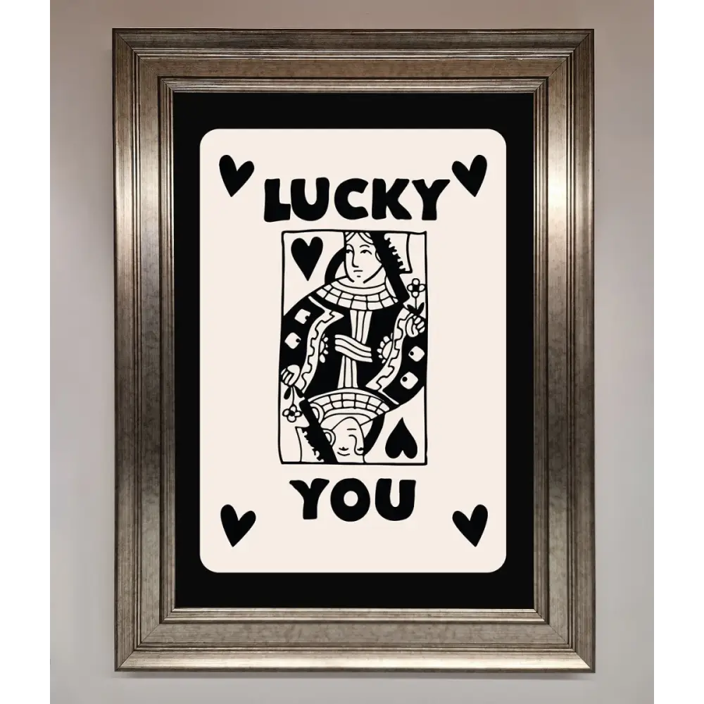 Lucky You Beige Black Framed Print - A3 (29.7 x 42 cm) / Silver - Framed Print
