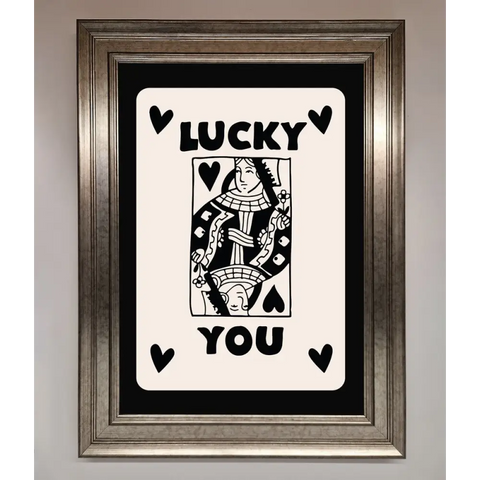 Lucky You Beige Black Framed Print - A3 (29.7 x 42 cm) / Silver - Framed Print