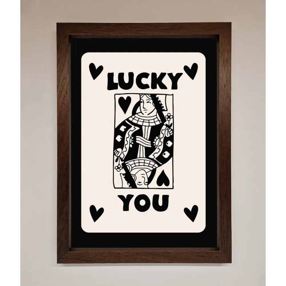 Lucky You Beige Black Framed Print - A3 (29.7 x 42 cm) / Walnut - Framed Print