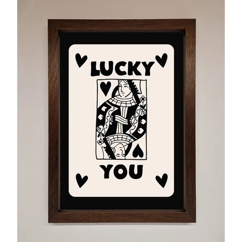 Lucky You Beige Black Framed Print - A3 (29.7 x 42 cm) / Walnut - Framed Print
