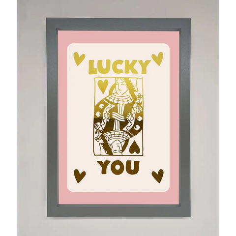 Lucky You Foil Print - A3 (29.7 x 42 cm) / Dark Grey - Framed Print