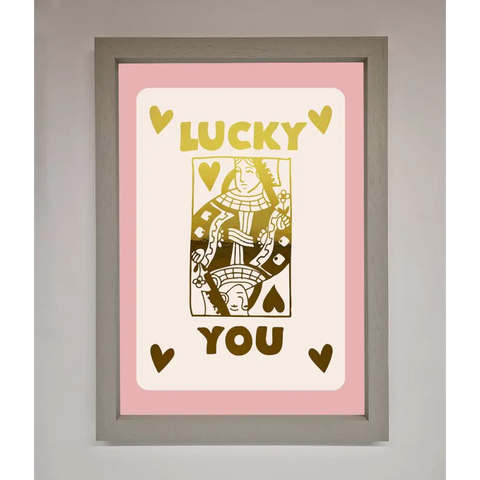 Lucky You Foil Print - A3 (29.7 x 42 cm) / Grey - Framed Print