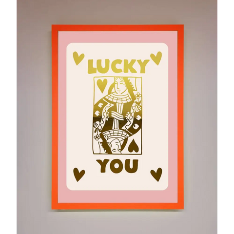 Lucky You Foil Print - A3 (29.7 x 42 cm) / Neon Orange - Framed Print