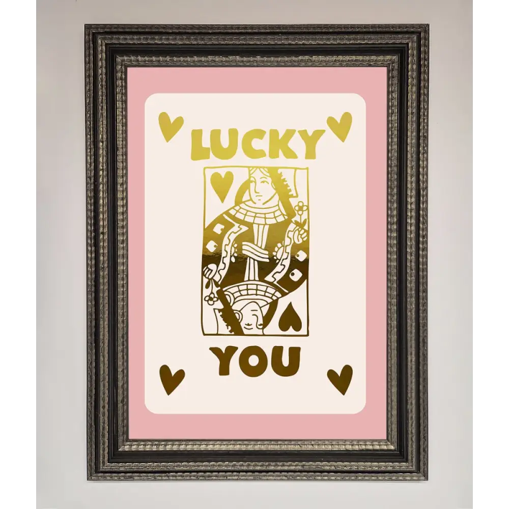 Lucky You Foil Print - A3 (29.7 x 42 cm) / Ornate Silver Black - Framed Print