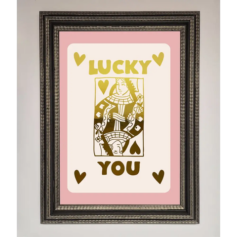 Lucky You Foil Print - A3 (29.7 x 42 cm) / Ornate Silver Black - Framed Print