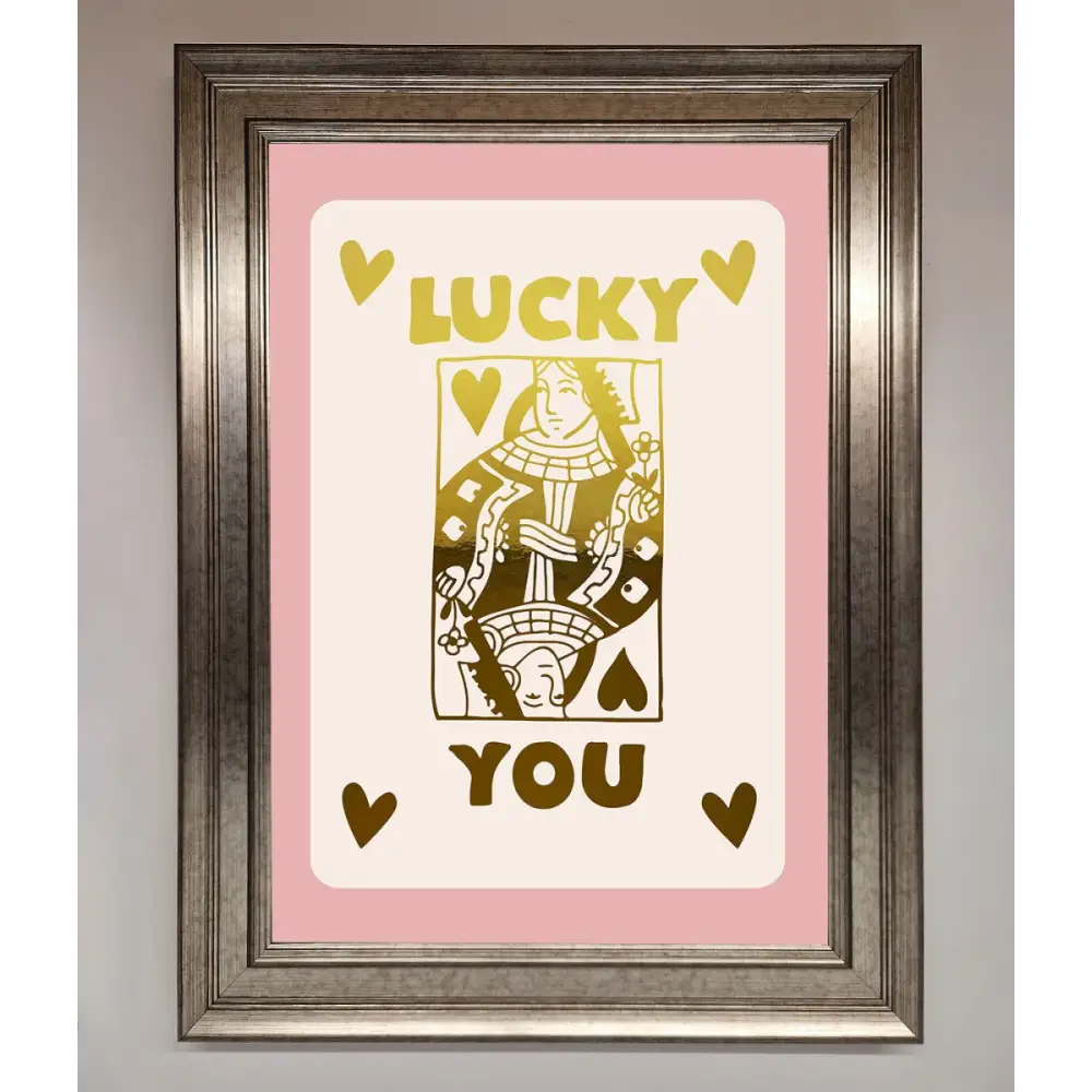 Lucky You Foil Print - A3 (29.7 x 42 cm) / Silver - Framed Print