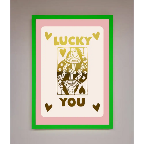 Lucky You Foil Print - B0 (100 x 141 cm) / Neon Dark Green - Framed Print