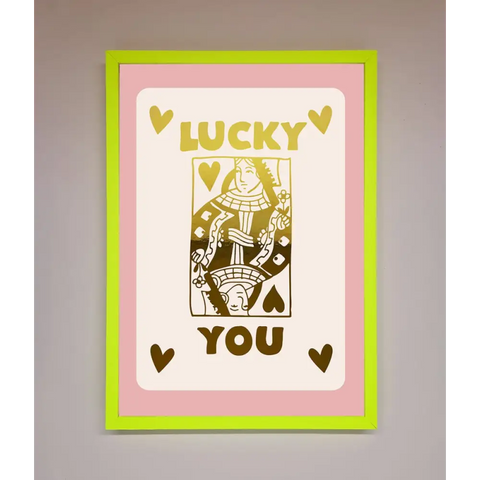 Lucky You Foil Print - B0 (100 x 141 cm) / Neon Green - Framed Print
