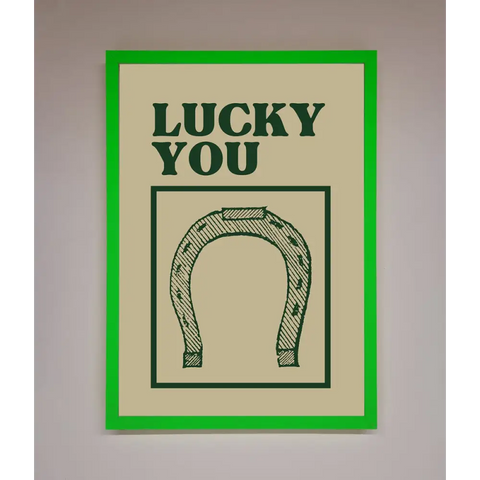 Lucky You Framed Wall Art - B0 (100 x 141 cm) / Neon Dark Green - Framed Print