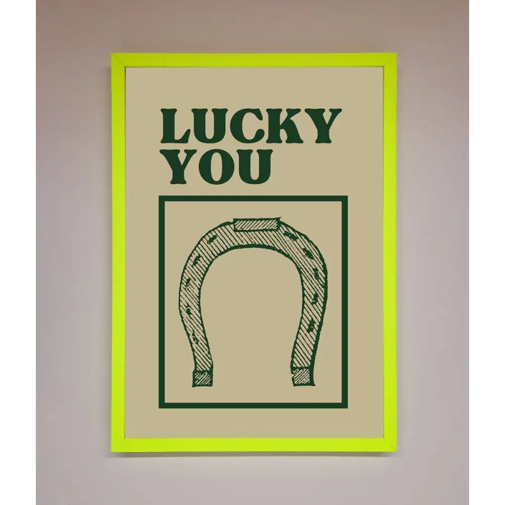 Lucky You Framed Wall Art - B0 (100 x 141 cm) / Neon Green - Framed Print