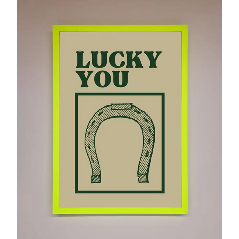 Lucky You Framed Wall Art - B0 (100 x 141 cm) / Neon Green - Framed Print